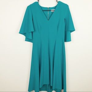 Calvin Klein V Neck Cape Dress